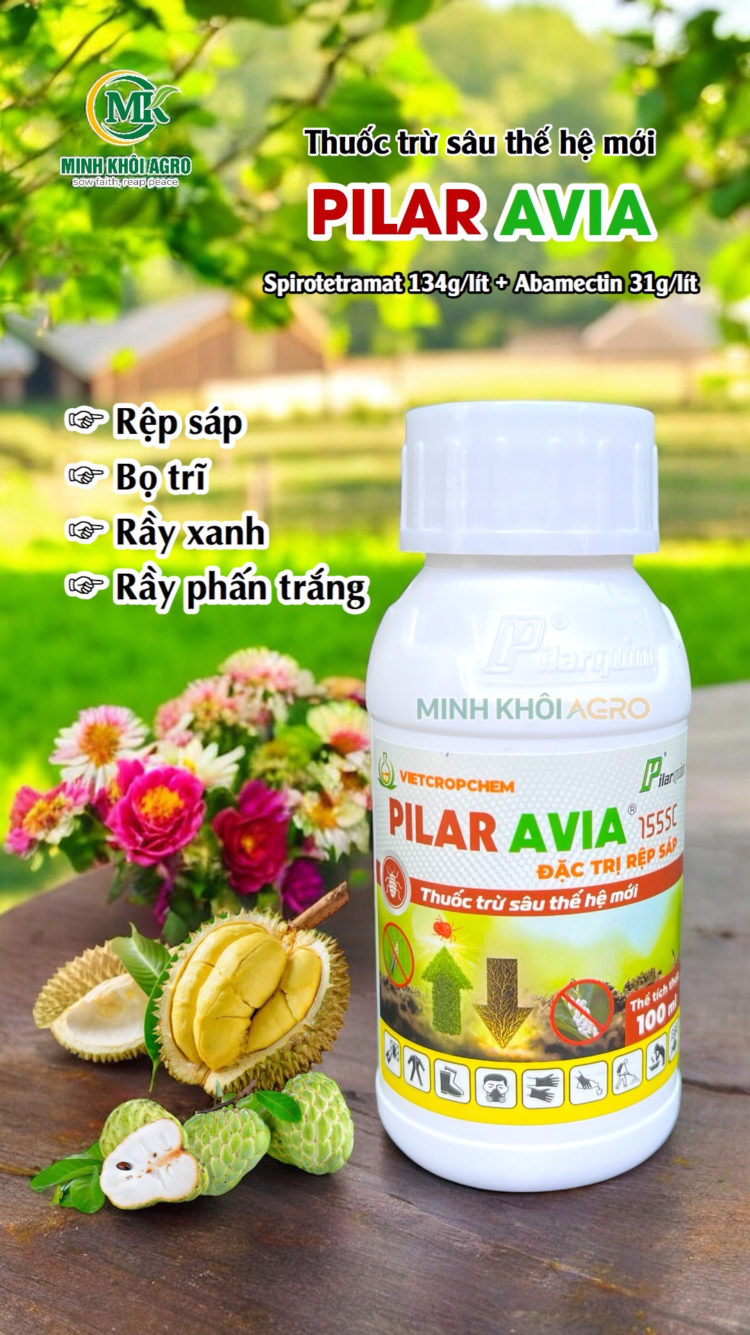 Thuốc trừ sâu Pilar Avia 155SC - Chai 100ml